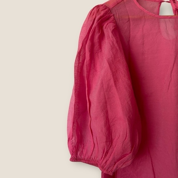 H&M Pink Sheer Bell Sleeve Top Medium - Picture 6 of 9